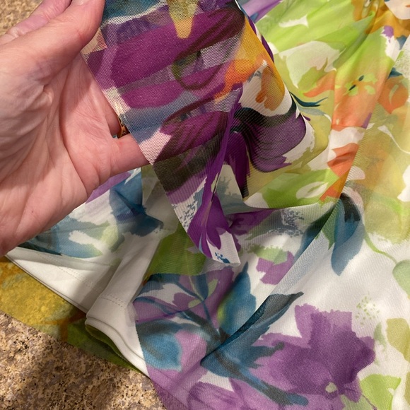 London Times Dress 10  Green Purple Blue White - Picture 11 of 15